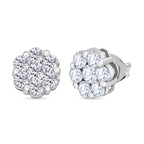 D'Joy - Moissanite Cluster Earring with Push Back in Rhodium Overlay Sterling Silver 1.72 Ct._8352171