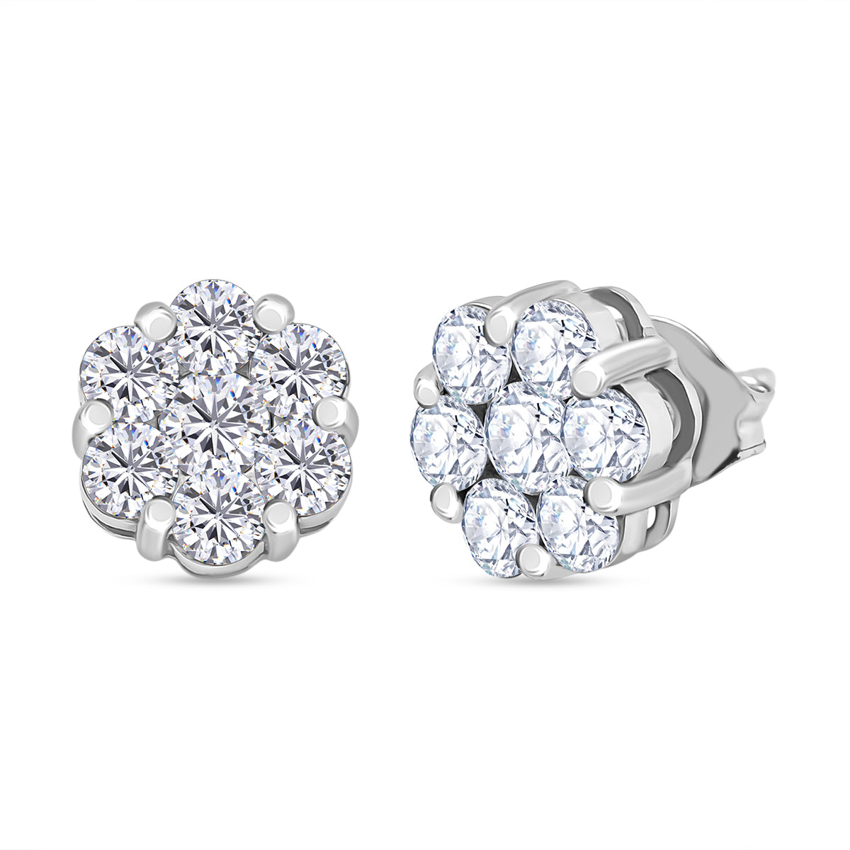 Moissanite Floral earring in Rhodium Sterling Silver V32666694 0
