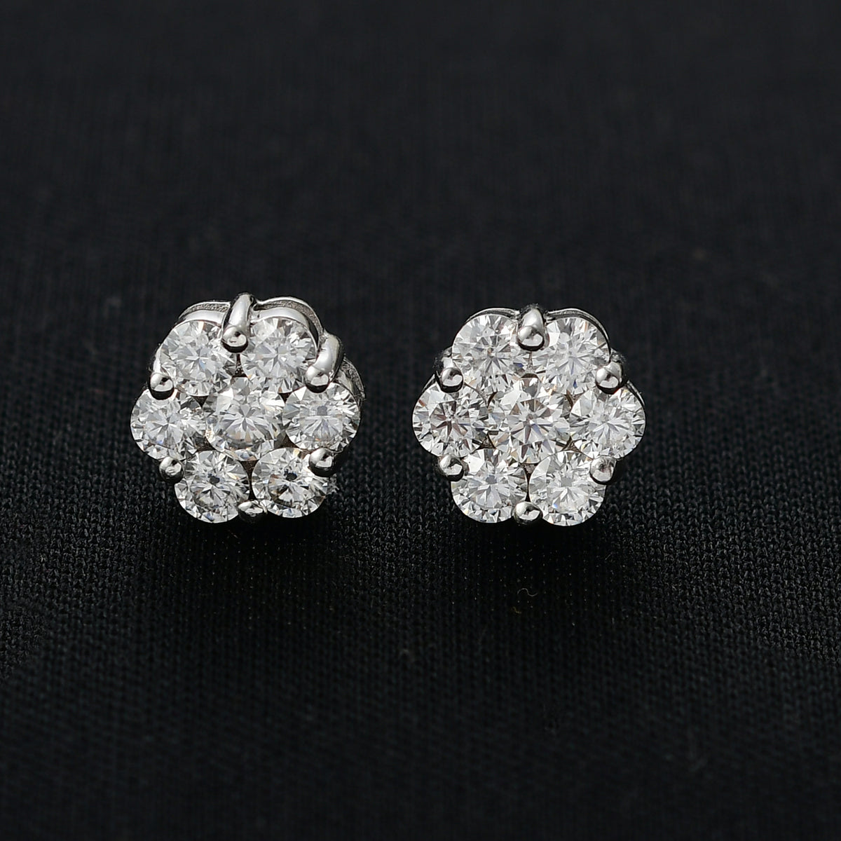 Moissanite Floral earring in Rhodium Sterling Silver V32666694 2