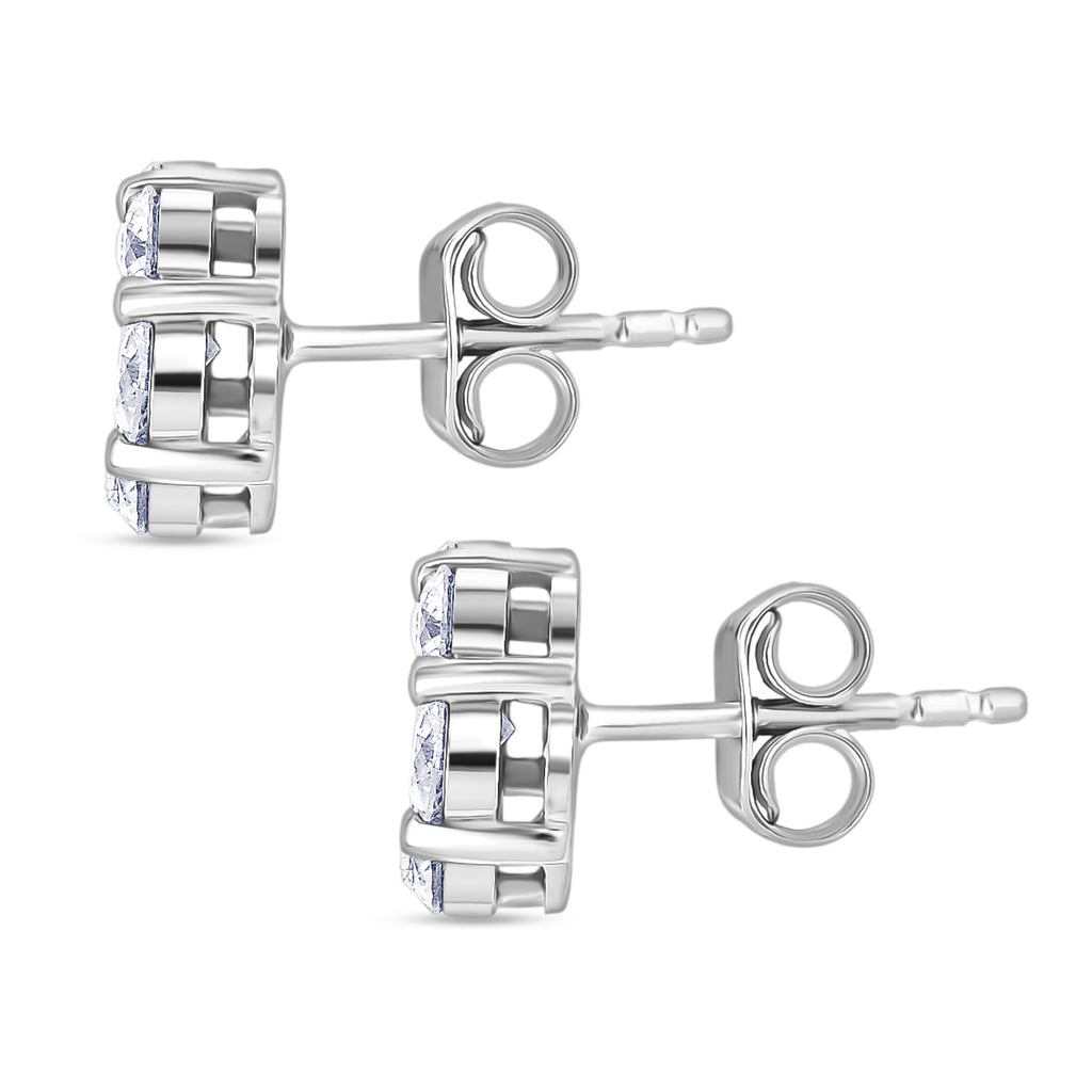 D'Joy - Moissanite Cluster Earring with Push Back in Rhodium Overlay Sterling Silver 1.72 Ct._8352171_3
