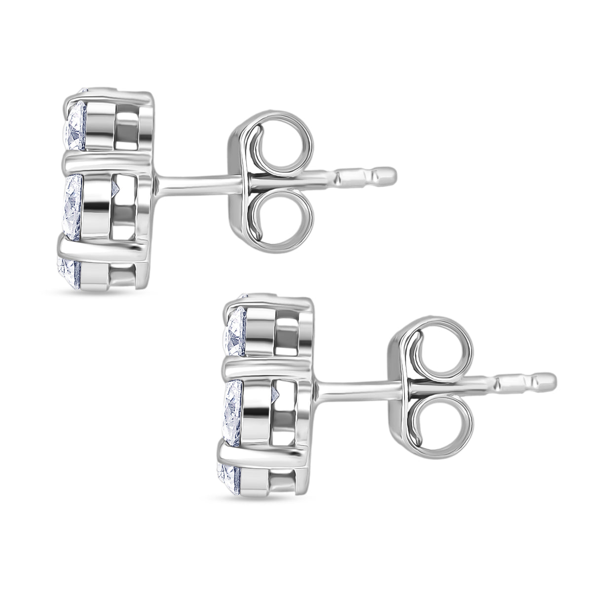 Moissanite Floral earring in Rhodium Sterling Silver V32666694 4