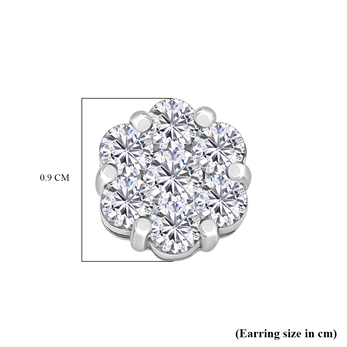 Moissanite Floral earring in Rhodium Sterling Silver V32666694 5