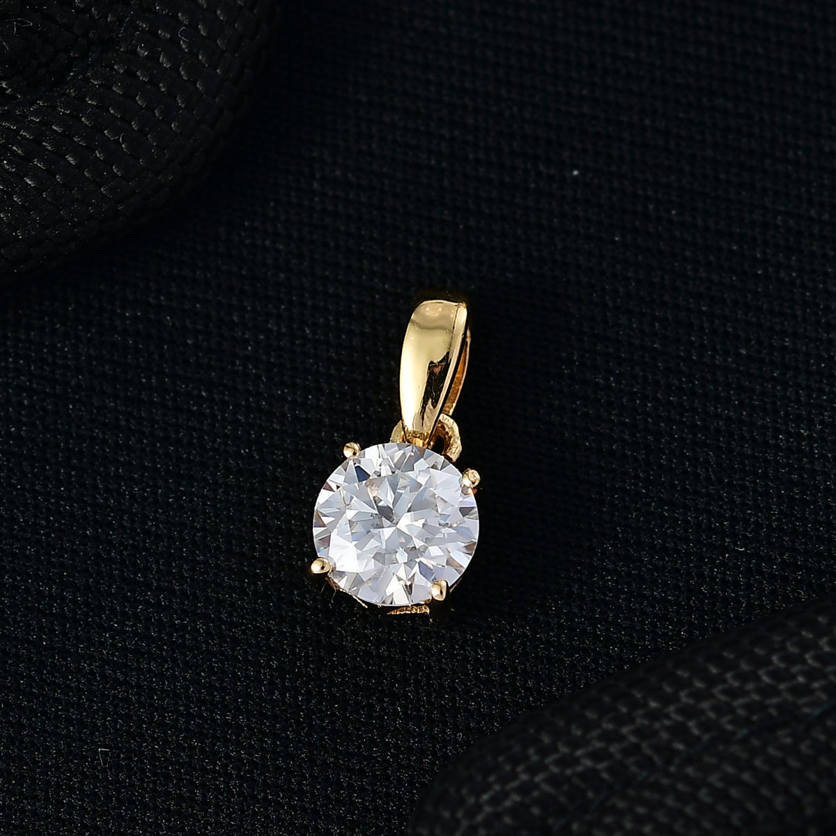 1 Ct. Moissanite Round-Cut Solitaire pendant in 18K Vermeil Yellow Gold Over Sterling Silver V32515024 2