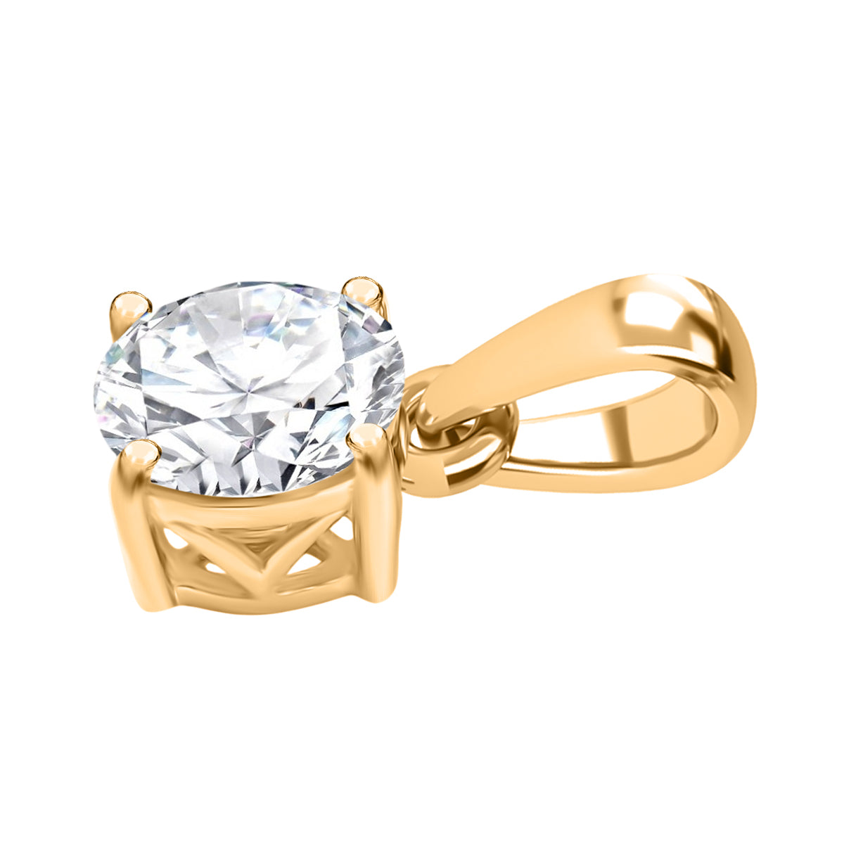 1 Ct. Moissanite Round-Cut Solitaire pendant in 18K Vermeil Yellow Gold Over Sterling Silver V32515024 4