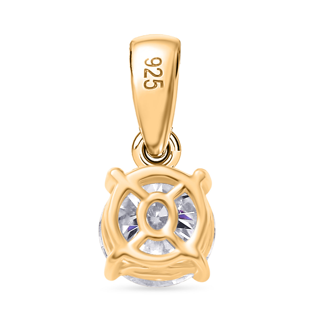 1 Ct. Moissanite Round-Cut Solitaire pendant in 18K Vermeil Yellow Gold Over Sterling Silver V32515024 5