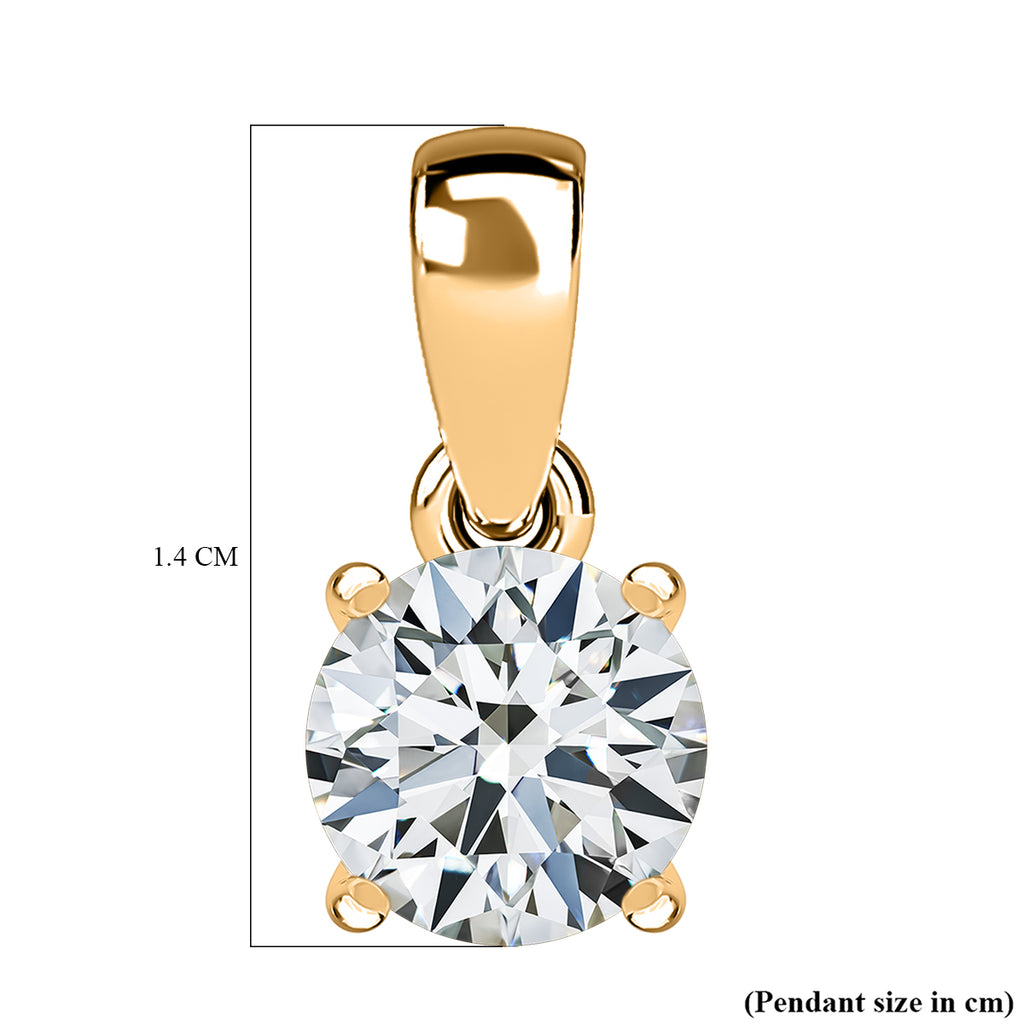 Royal Bali Collection - D'Joy Moissanite Solitaire Pendant in 18K Vermeil Yellow Gold Plating Sterling Silver 1.00 Ct._8352223_5