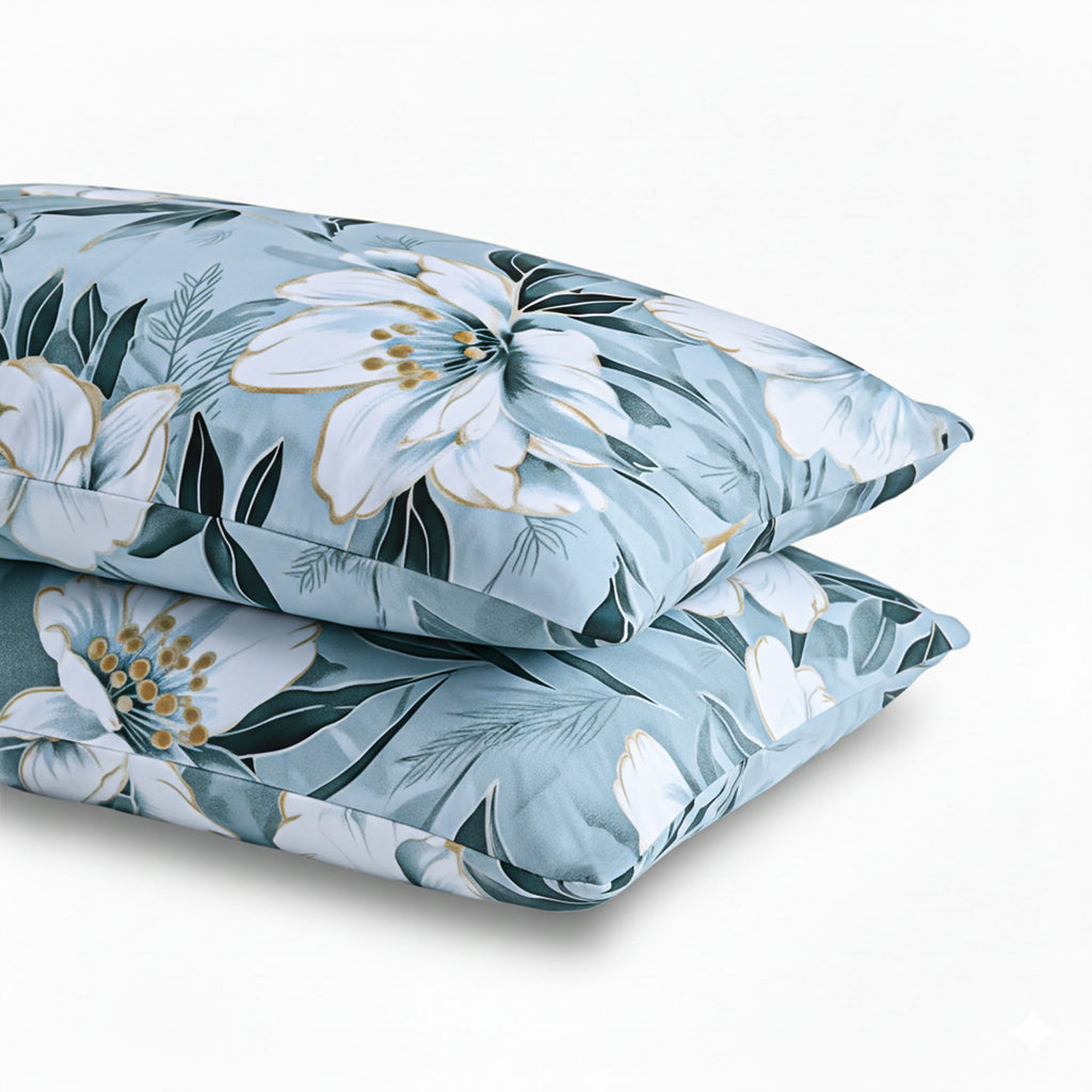 LIVMORE Set of 3 Printed Polyester Sheet Set - Double Blue_8352528_3