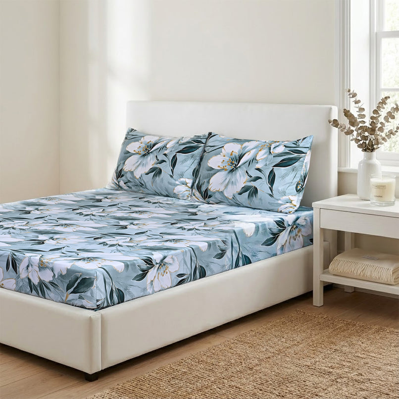 LIVMORE Set of 3 Printed Polyester Sheet Set - King Blue_8352555