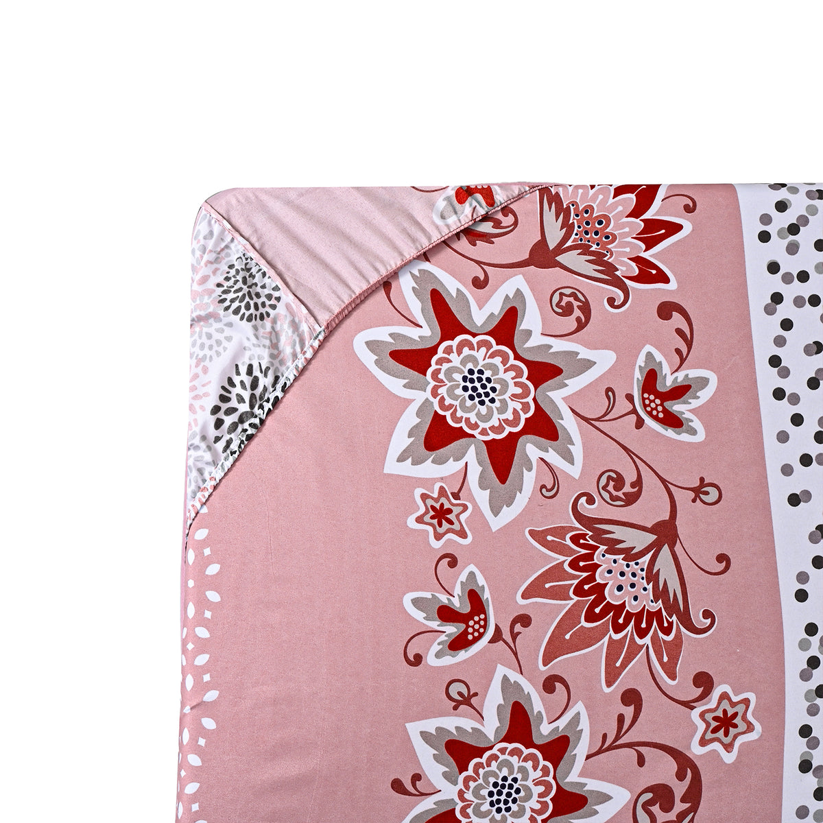 LIVMORE 3-Piece Set - Floral Print Fitted Sheet with Two Matching Pillowcases (Double, 190 x 135cm) - Light Pink V32604238 5