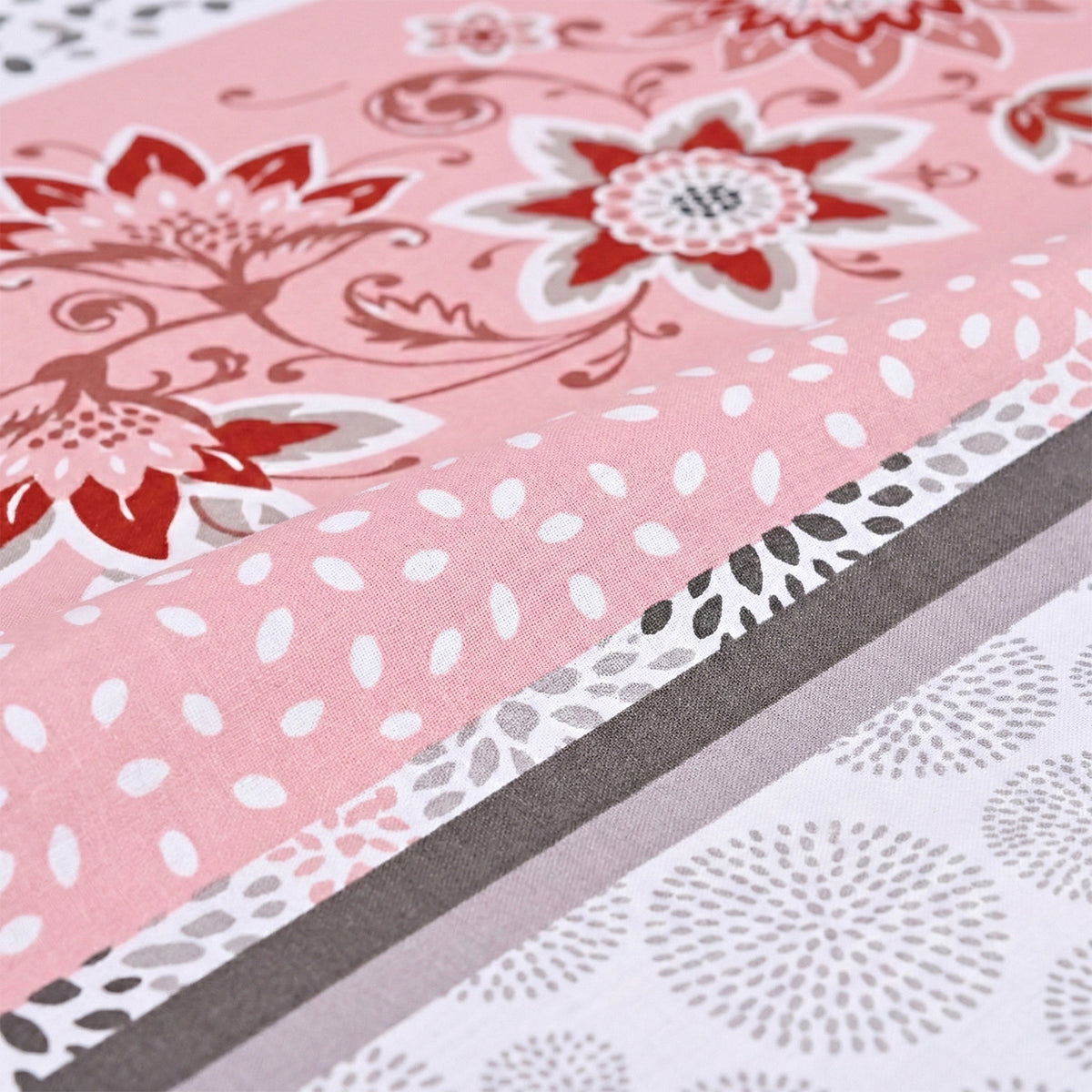 LIVMORE 3-Piece Set - Floral Print Fitted Sheet with Two Matching Pillowcases (Double, 190 x 135cm) - Light Pink V32604238 6