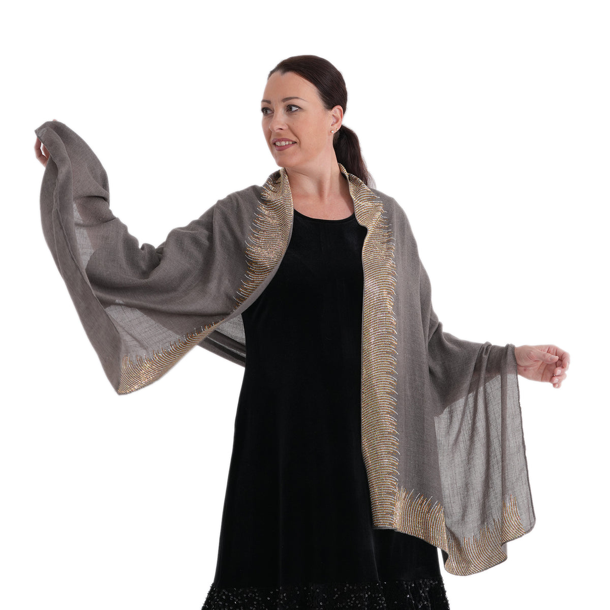 Limited Collection Sparkling Sequin Scarf (70 x 180 cm) - Grey V32570252 2
