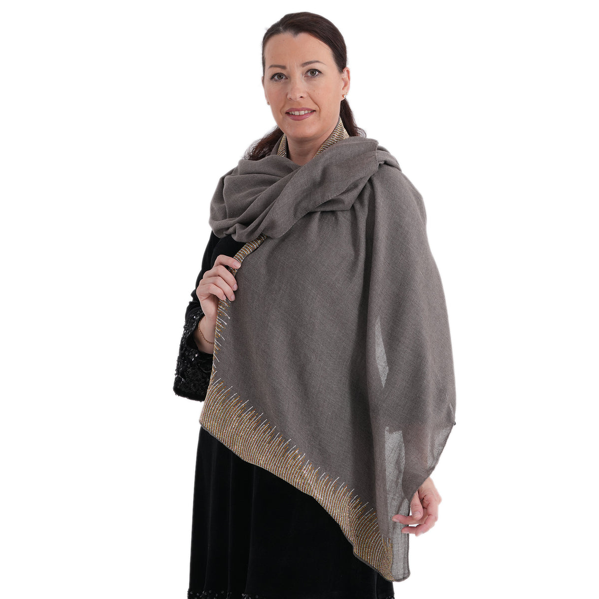Limited Collection Sparkling Sequin Scarf (70 x 180 cm) - Grey V32570252 3