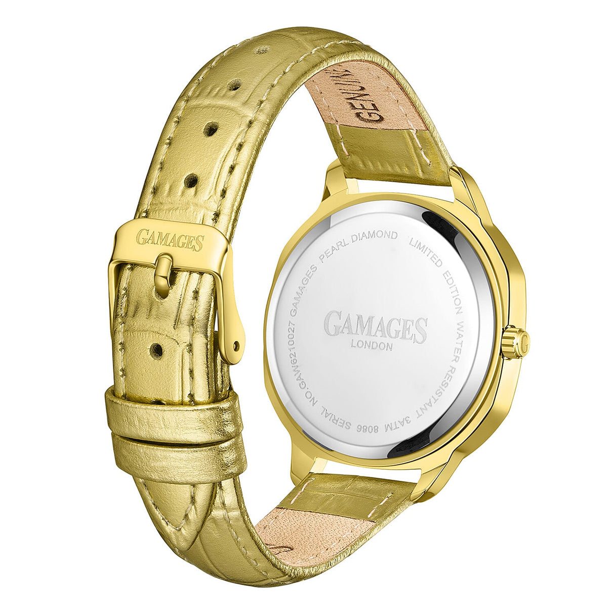 GAMAGES OF LONDON Pearl Diamond Swiss Quartz Movement 3ATM Water Resistant Ladies Watch with Champagne Colour Dial and Leather Strap 8352917 5