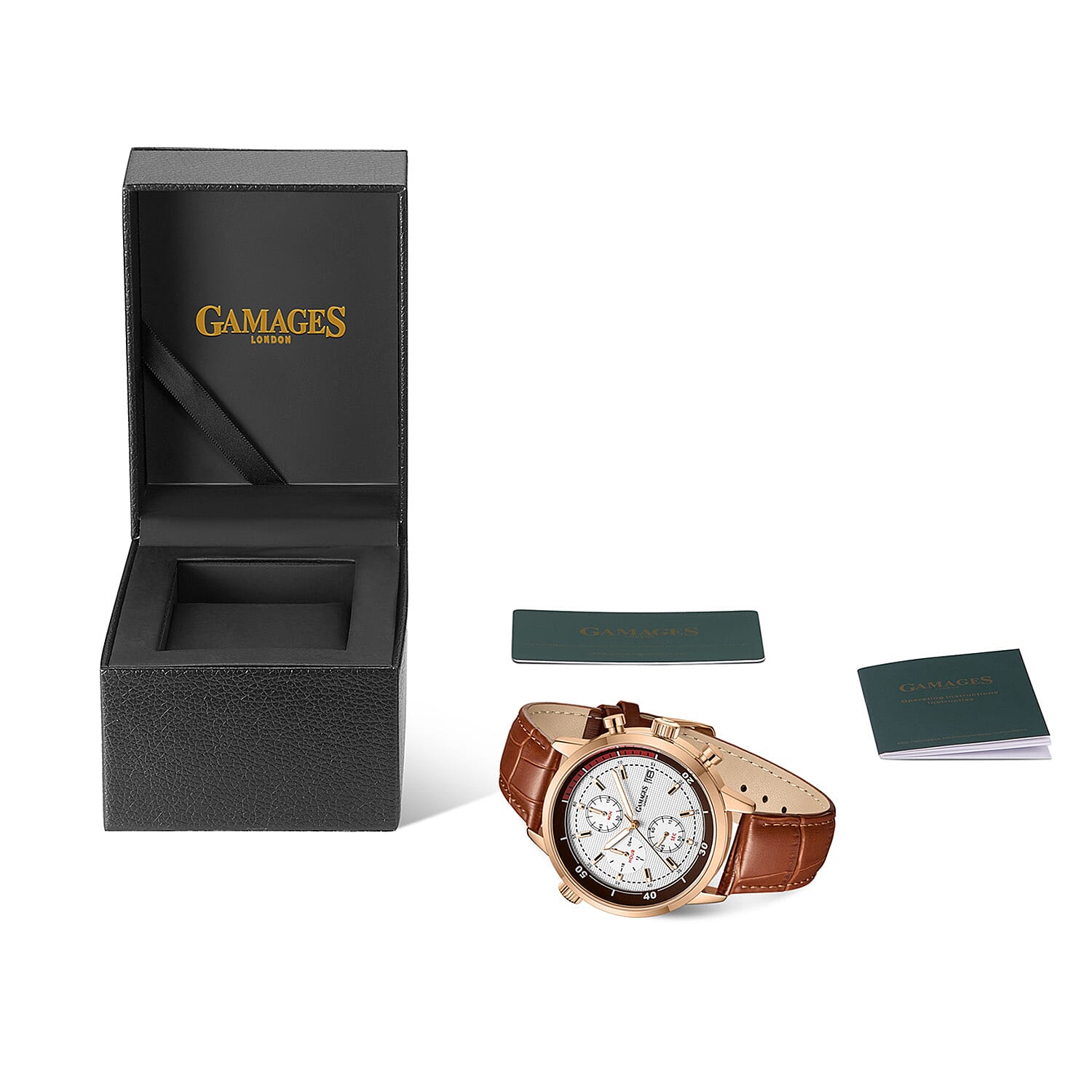 GAMAGES OF LONDON Avenger Mechanical Quartz Movement 3ATM Water Resistant Frost-White Oil-Pressed Dial Mens Watch with Brown Leather Strap 8352922 5