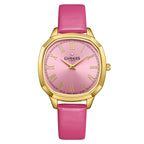 GAMAGES OF LONDON Enchanted Diamond Swiss Quartz Movement 3ATM Water Resistant Gold Dial Ladies Watch with Pink Leather Strap_8352936