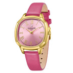 GAMAGES OF LONDON Enchanted Diamond Swiss Quartz Movement 3ATM Water Resistant Gold Dial Ladies Watch with Pink Leather Strap_8352936_2