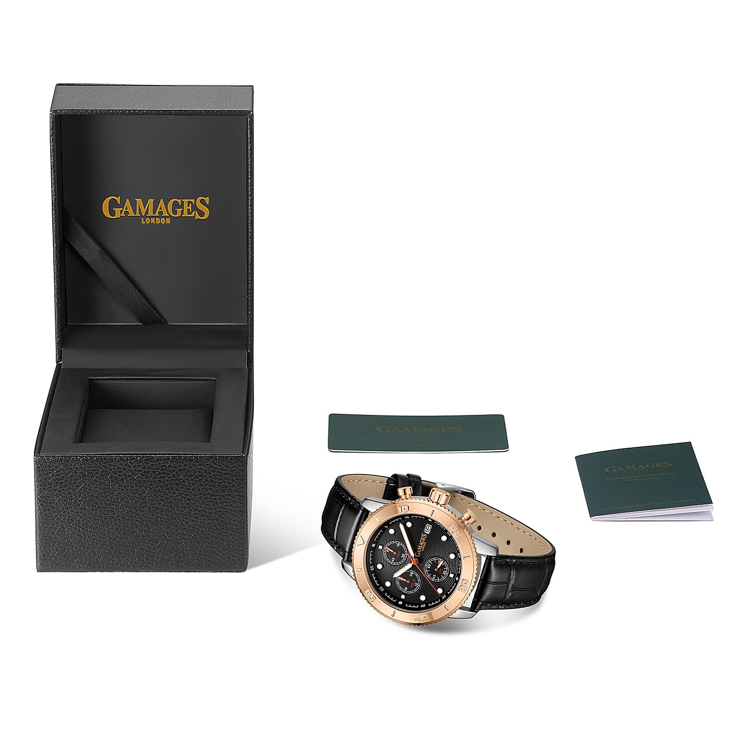 GAMAGES OF LONDON Limited Edition Mechanical Quartz Movement 5ATM Water Resistant Rose Gold Dial Mens Watch with Black Leather Strap 8352941 4