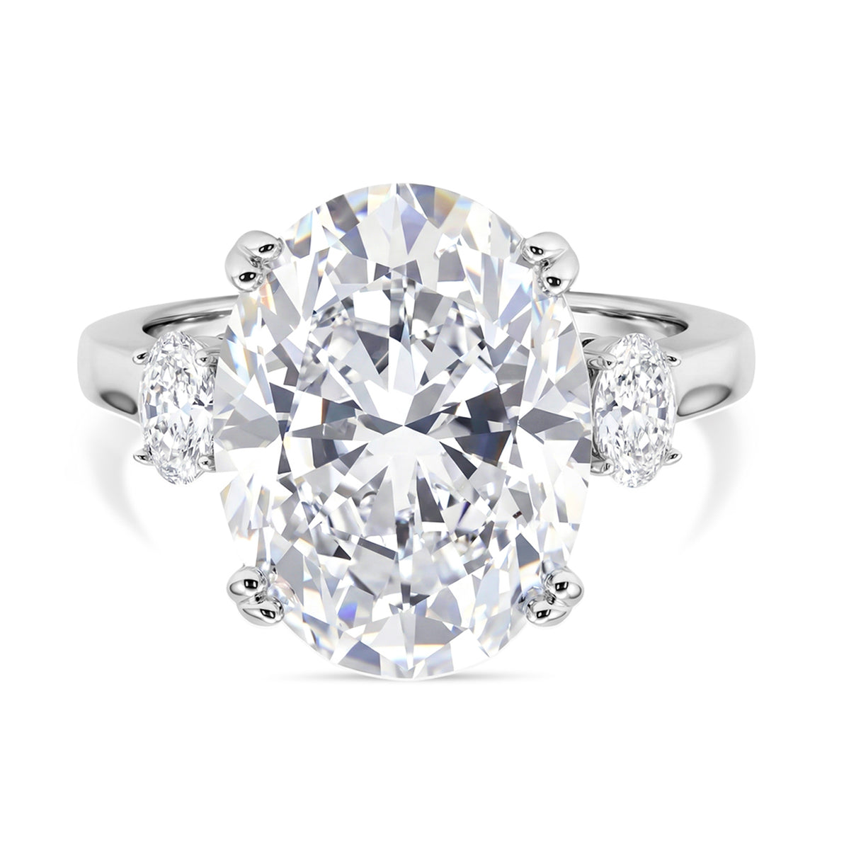 D'Joy 10.48 Ct. Moissanite Solitaire Ring in Rhodium Overlay Sterling Silver 8353501 0