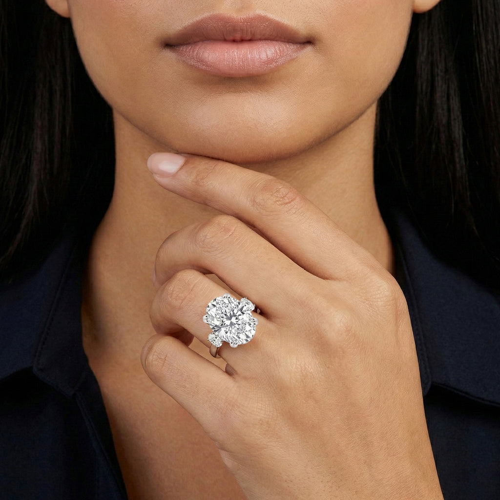 D'Joy Moissanite Solitaire Ring in Rhodium Overlay Sterling Silver  10.48 Ct._8353501_5