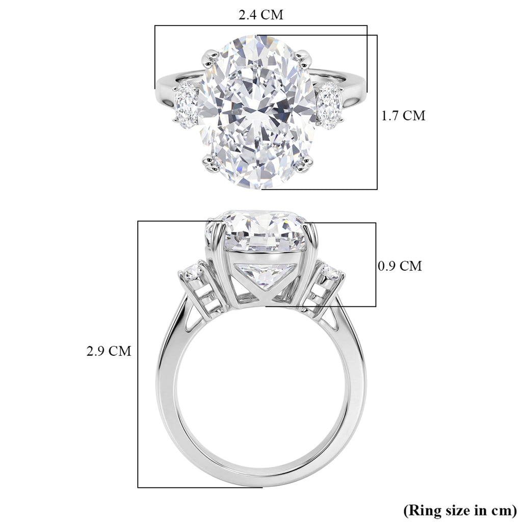 D'Joy Moissanite Solitaire Ring in Rhodium Overlay Sterling Silver  10.48 Ct._8353501_8