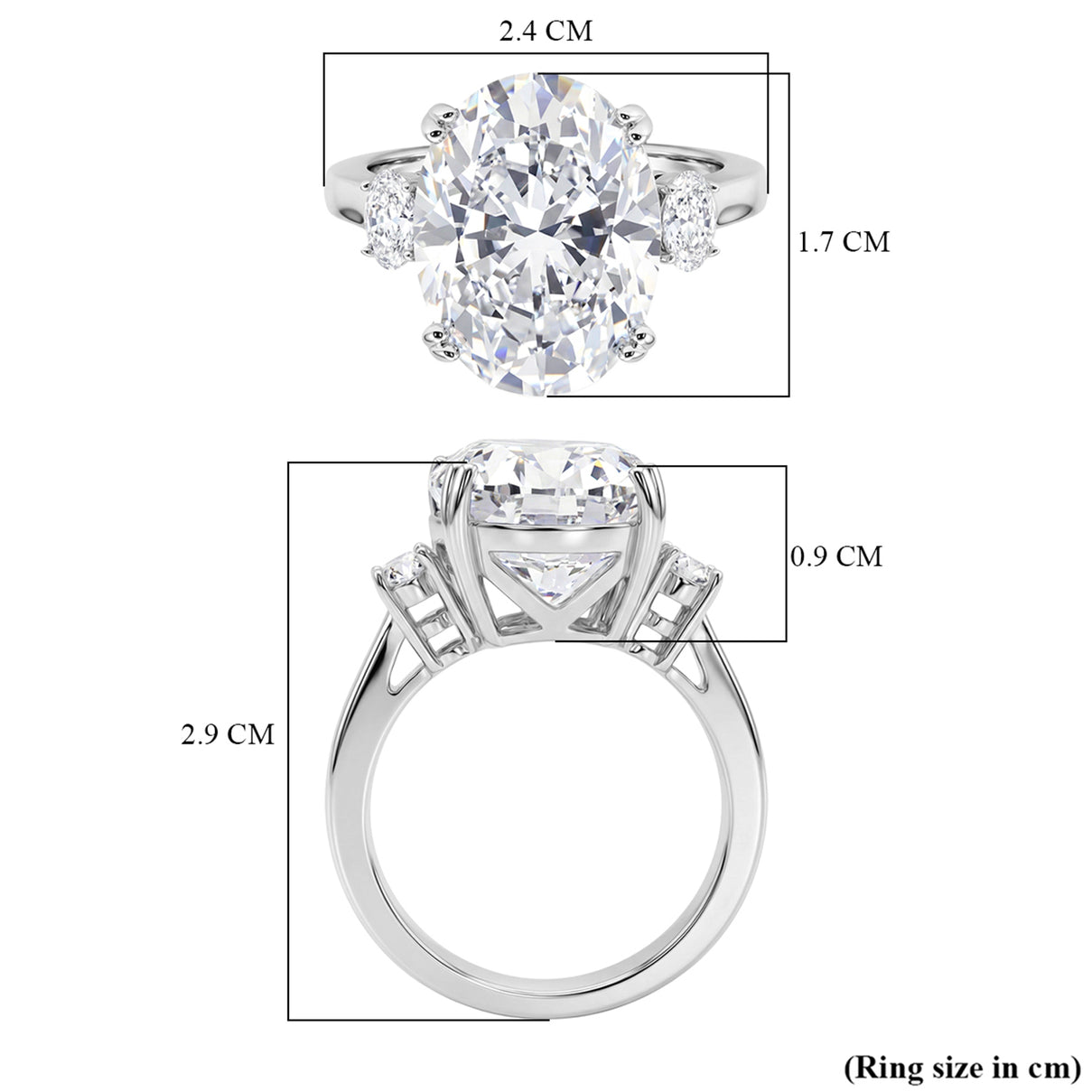 D'Joy 10.48 Ct. Moissanite Solitaire Ring in Rhodium Overlay Sterling Silver 8353501 9