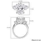 D'Joy Moissanite Solitaire Ring in Rhodium Overlay Sterling Silver  10.48 Ct._8353501_8