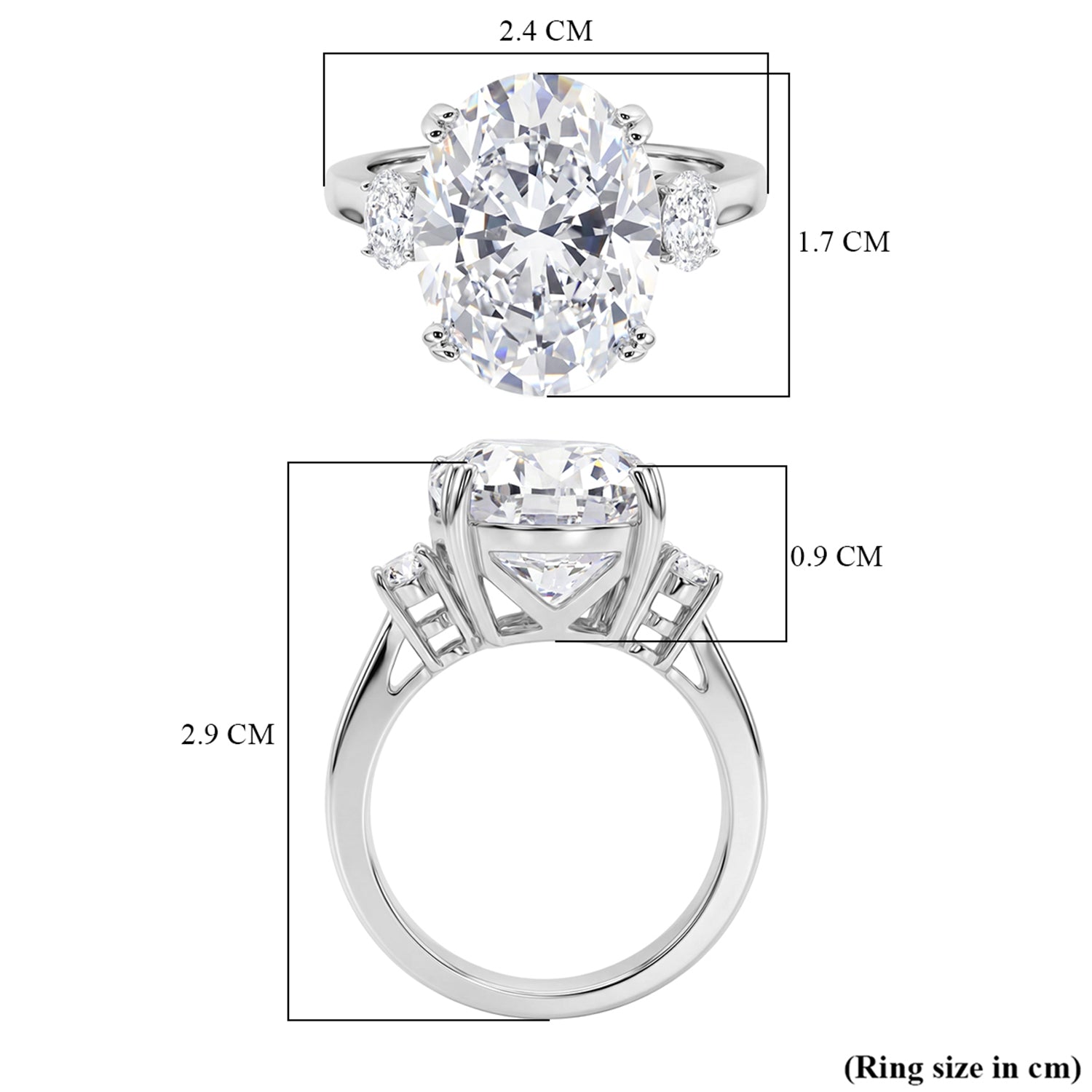 D'Joy 10.48 Ct. Moissanite Solitaire Ring in Rhodium Overlay Sterling Silver 8353501 9