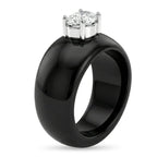 D'Joy Moissanite & Boots Black Jade Ring Band Ring in Rhodium Overlay Sterling Silver 31.45 Ct._8353527_3