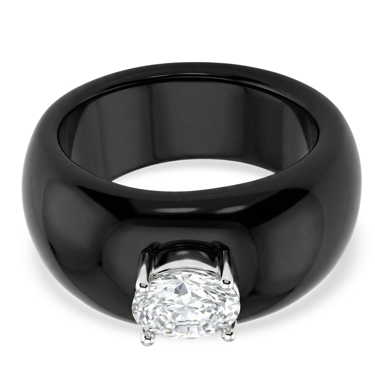 D'Joy Moissanite, Black Jade Band Ring in Rhodium Overlay Sterling Silver 31.45 Ct. 8353530 0