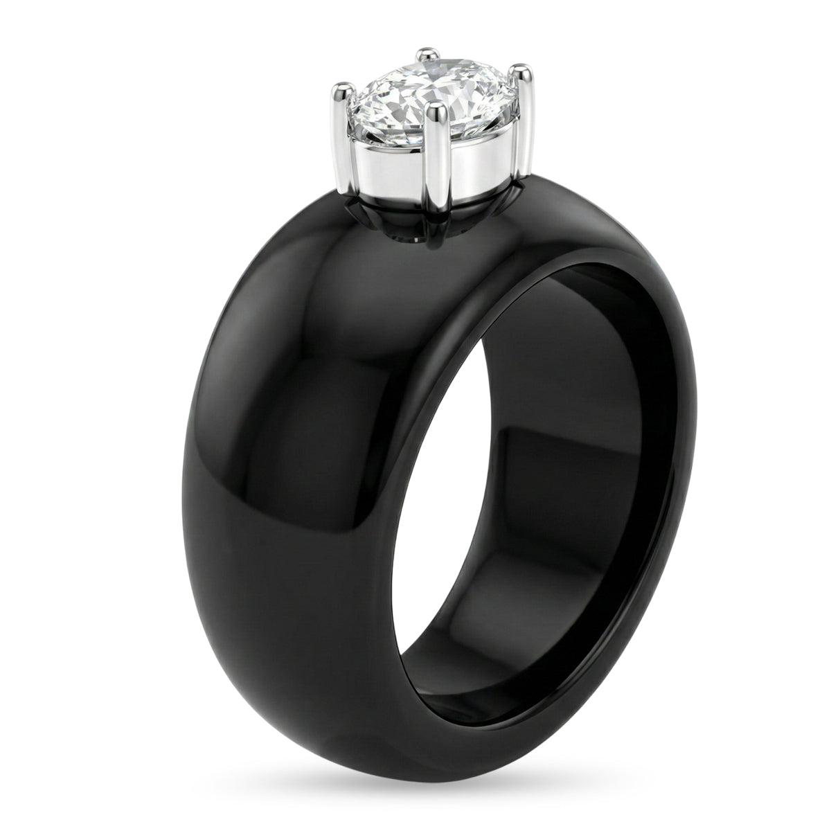 D'Joy Moissanite, Black Jade Band Ring in Rhodium Overlay Sterling Silver 31.45 Ct. 8353530 4