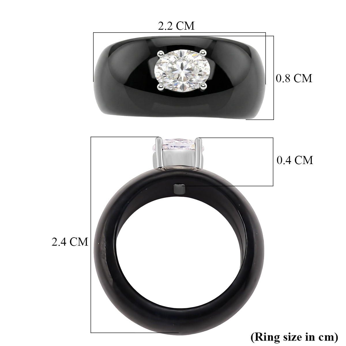D'Joy Moissanite, Black Jade Band Ring in Rhodium Overlay Sterling Silver 31.45 Ct. 8353530 5