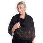 Limited Collection Sparkling Sequin Scarf (One Size, 180 x 70cm) - Black_8353997