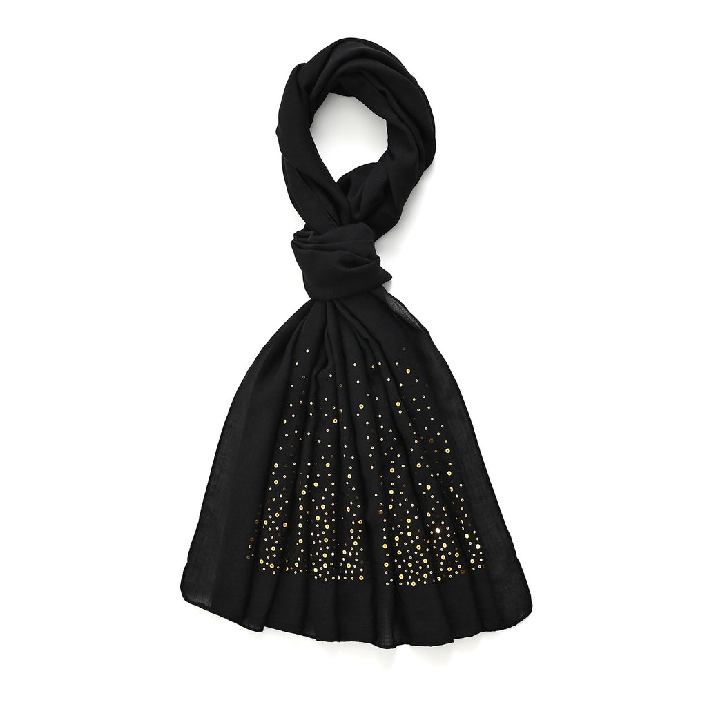 Limited Collection Sparkling Sequin Scarf (One Size, 180 x 70cm) - Black_8353997_3
