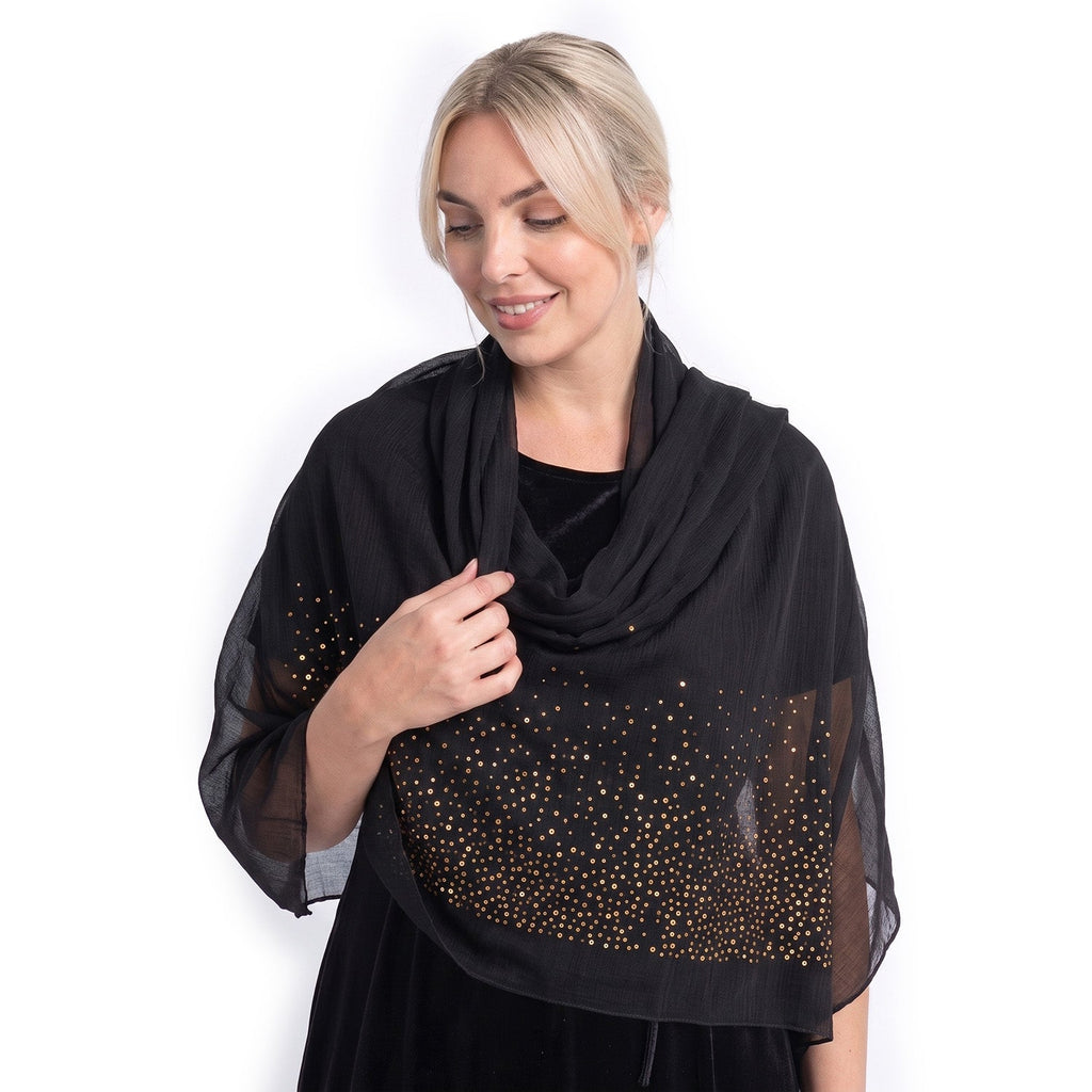 Limited Collection Sparkling Sequin Scarf (One Size, 180 x 70cm) - Purple