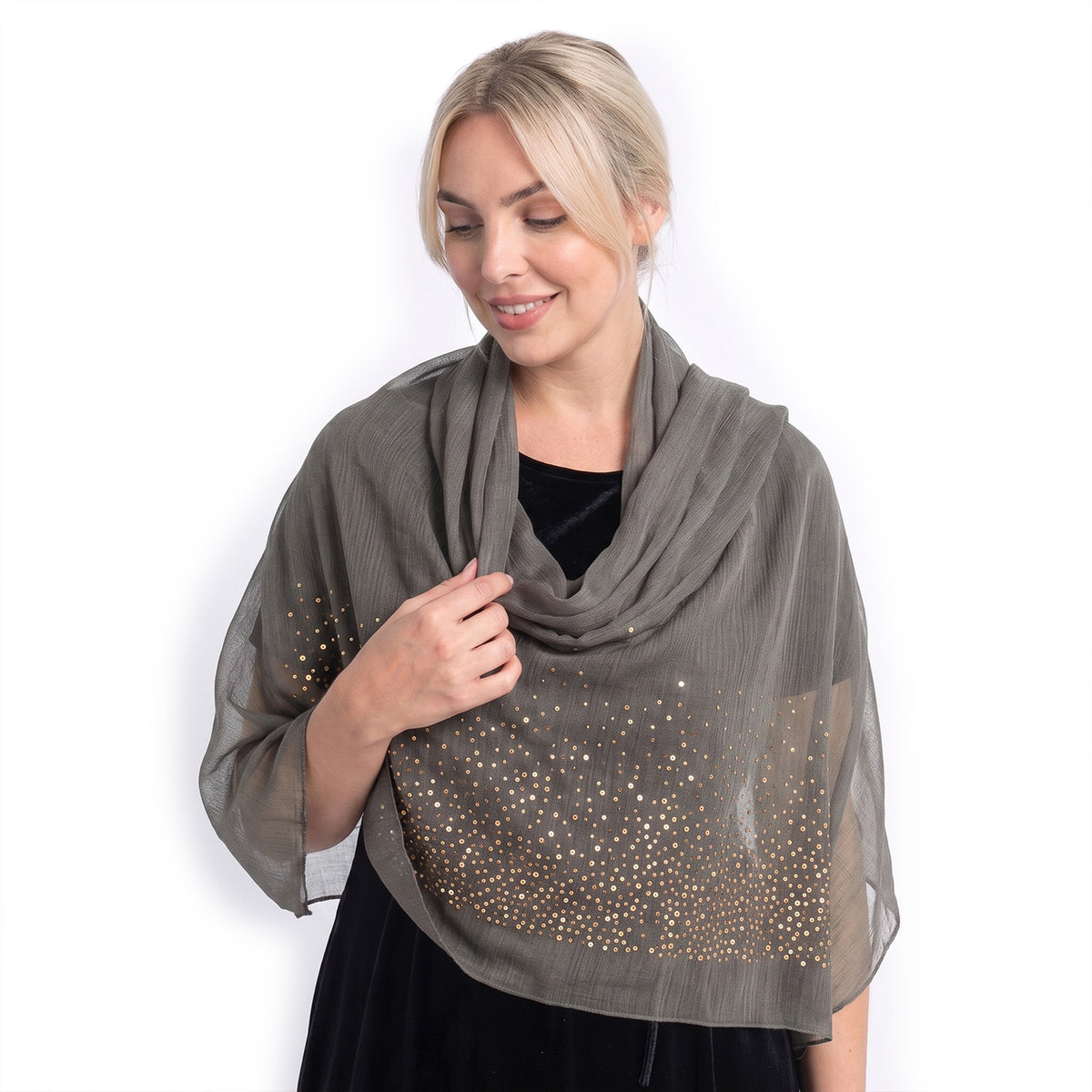 Limited Collection Sparkling Sequin Scarf (One Size, 180 x 70cm) - Green V32577075 0