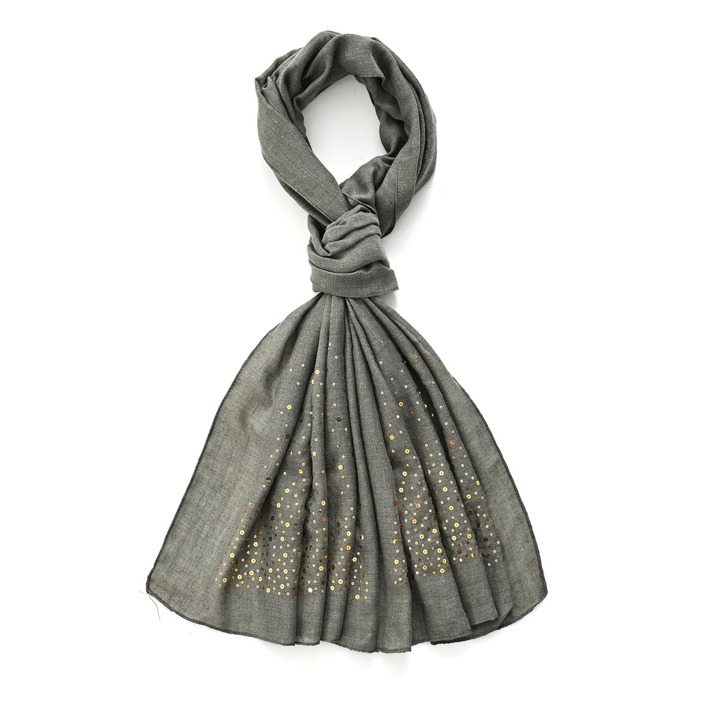 Limited Collection Sparkling Sequin Scarf (One Size, 180 x 70cm) - Green_8353998_3