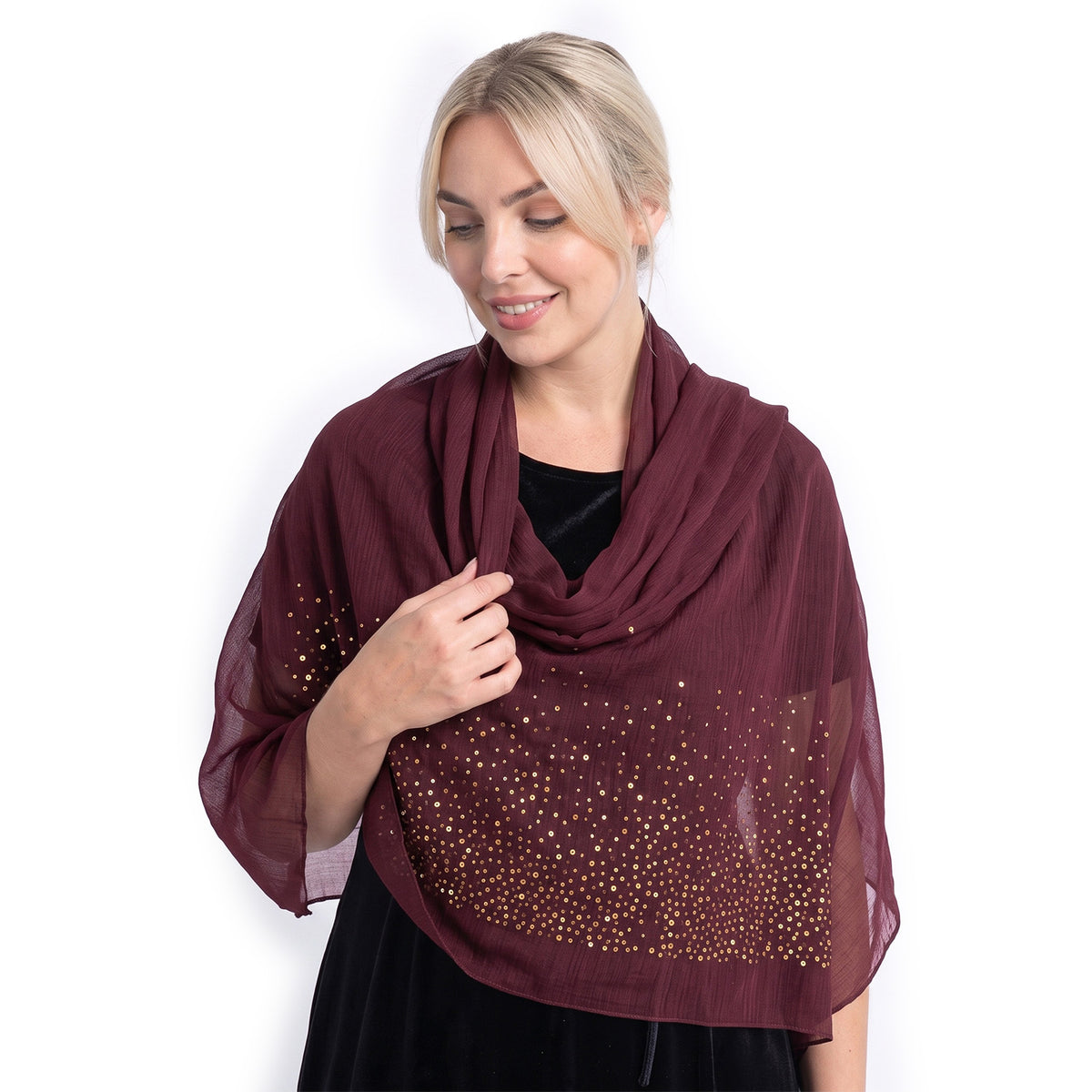 Limited Collection Sparkling Sequin Scarf (One Size, 180 x 70cm) - Purple V32515834 0