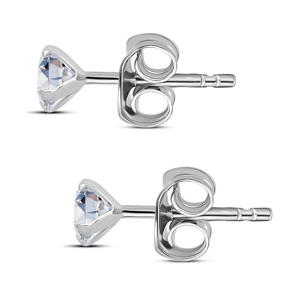 D'Joy - VVS-D Moissanite Solitaire Stud Push Post Earring in Rhodium Overlay Sterling Silver_8354207_3
