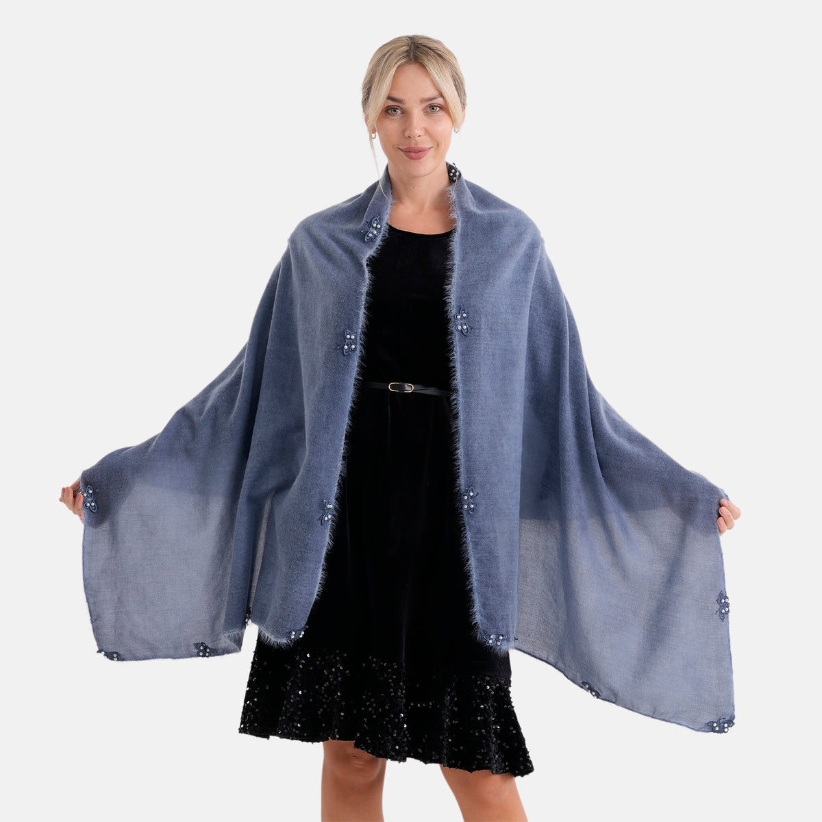 Limited Collection Embellished Season Shawl Shawl (180 x 70 Cm) - Blue V32515983 0