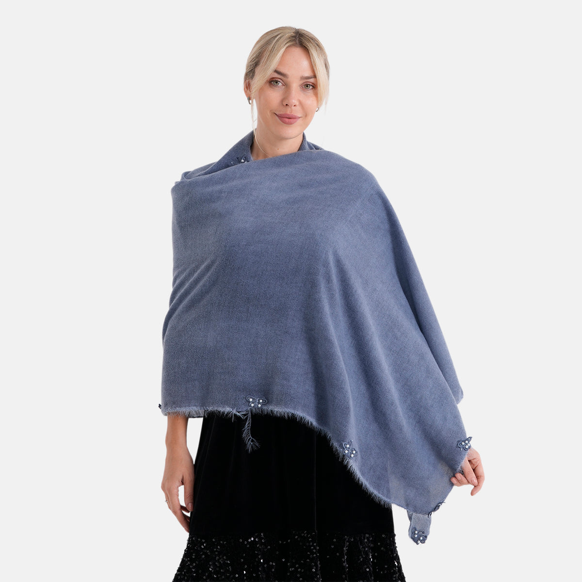Limited Collection Embellished Season Shawl Shawl (180 x 70 Cm) - Blue V32515983 4
