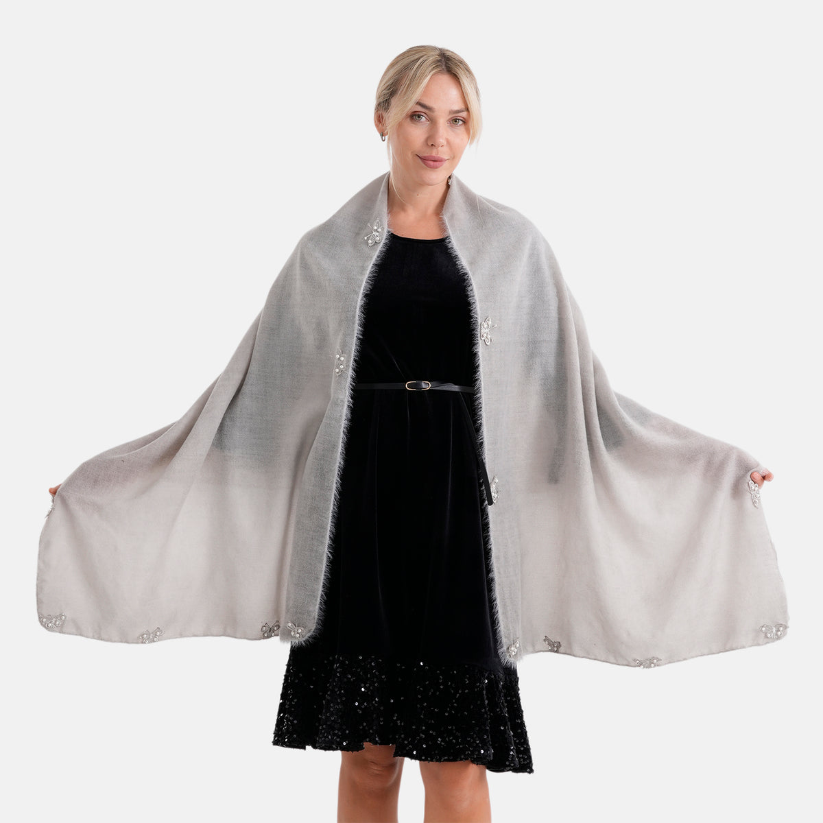 Limited Collection Embellished Season Shawl Shawl (180 x 70 Cm) - Grey 8354220 0