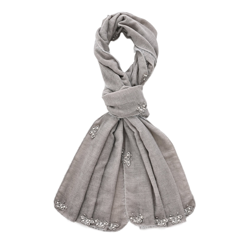 Limited Collection Embelished Season Shawl Shawl (180 x 70 Cm) - Grey_8354220_4