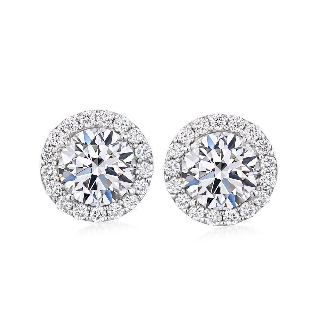 New York Close Out - 14K Yellow Gold Lab Grown Diamond (VS/GH) Halo Earring with Push Back 5.00 Ct._8354286