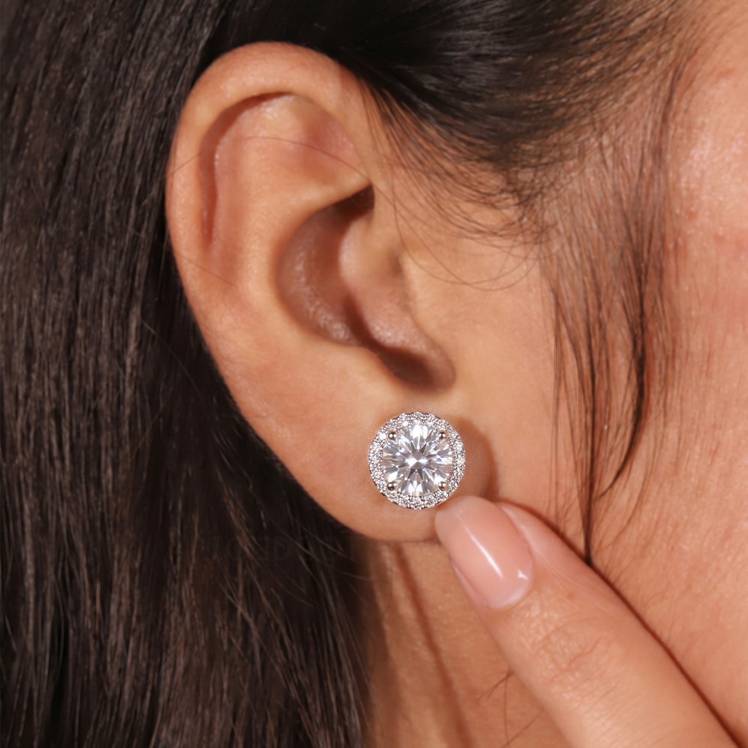 New York Close Out - 5 Ct. Lab Grown Diamond Halo Earring in 14K Yellow Gold (VS-GH) 8354286 1