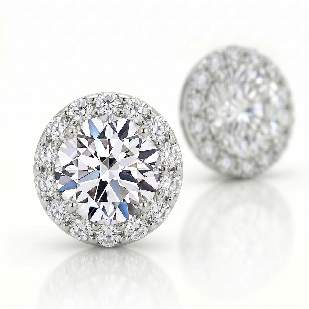 New York Close Out - 14K Yellow Gold Lab Grown Diamond (VS/GH) Halo Earring with Push Back 5.00 Ct._8354286_6