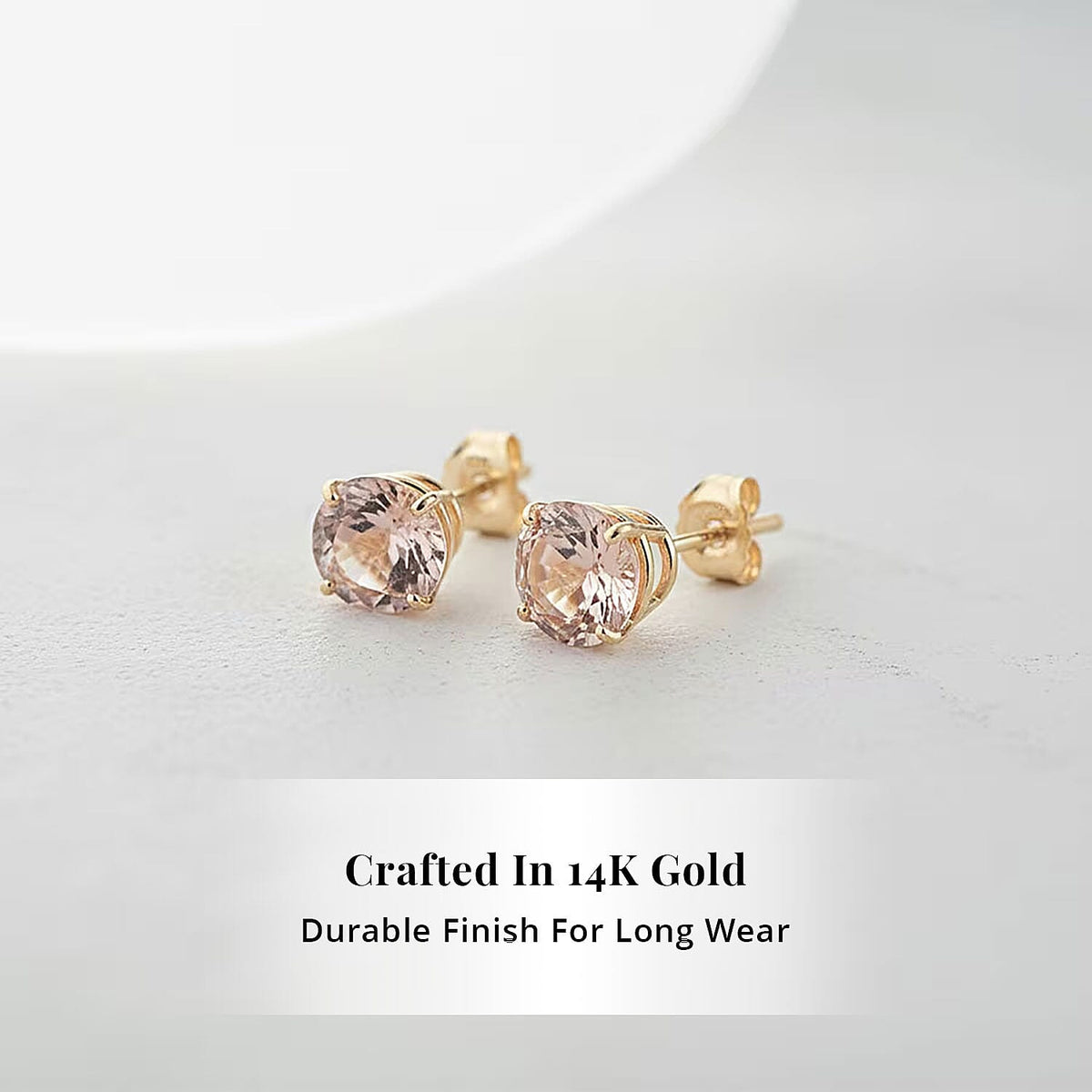 Luxoro 14K Yellow Gold AAA Morganite Earring, Gold Wt.1.47 Gms  1.500  Ct. 8354396 2
