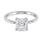 D'Joy - Royal Asscher Cut VS/EF Moissanite Solitaire Ring in Rhodium Overlay Sterling Silver 2.00 Ct._8354473