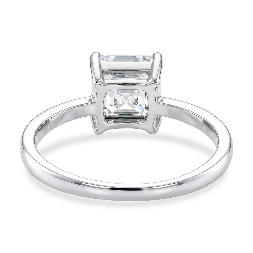 D'Joy - Royal Asscher Cut VS/EF Moissanite Solitaire Ring in Rhodium Overlay Sterling Silver 2.00 Ct._8354476_4