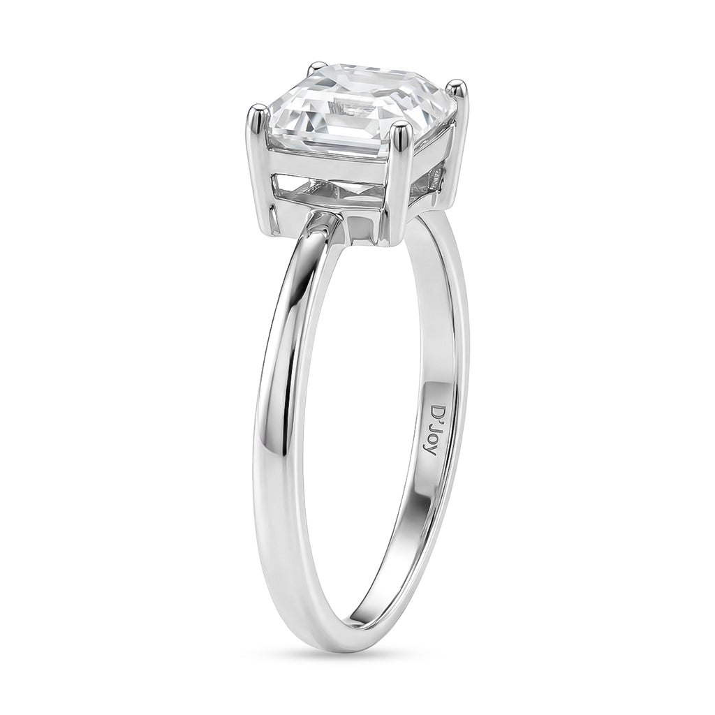 D'Joy - Royal Asscher Cut VS/EF Moissanite Solitaire Ring in Rhodium Overlay Sterling Silver 2.00 Ct._8354479_3