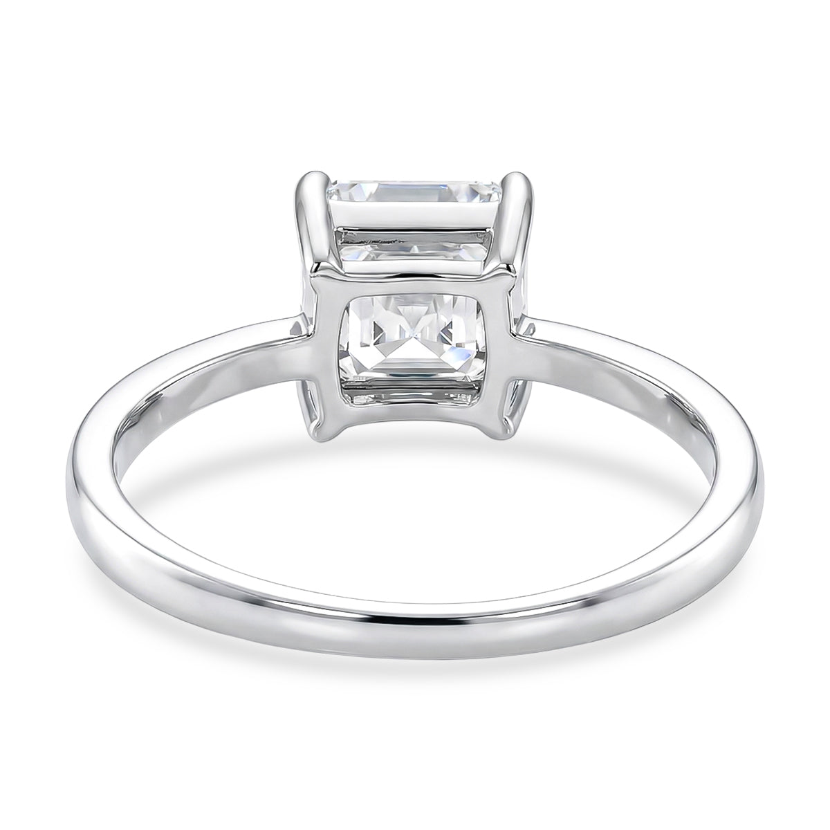 D'Joy 2 Ct. Asscher Cut Moissanite Solitaire Ring in Rhodium Overlay Sterling Silver (VS-EF) V32528485 5